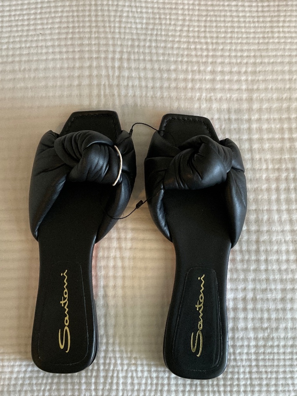 Santoni Black Knot leather sandals